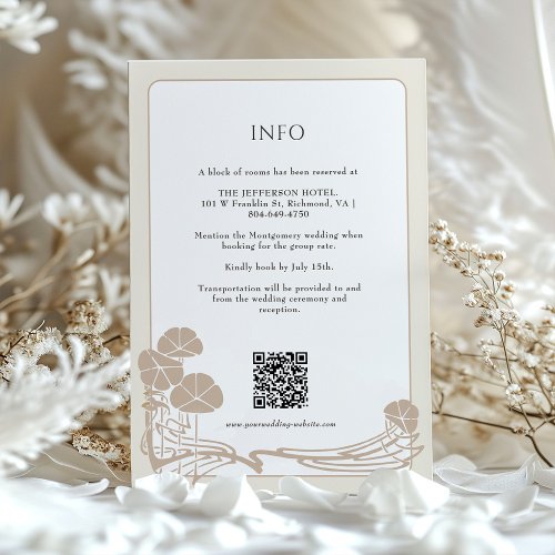 Chic Botanical Cream Info Wedding Card