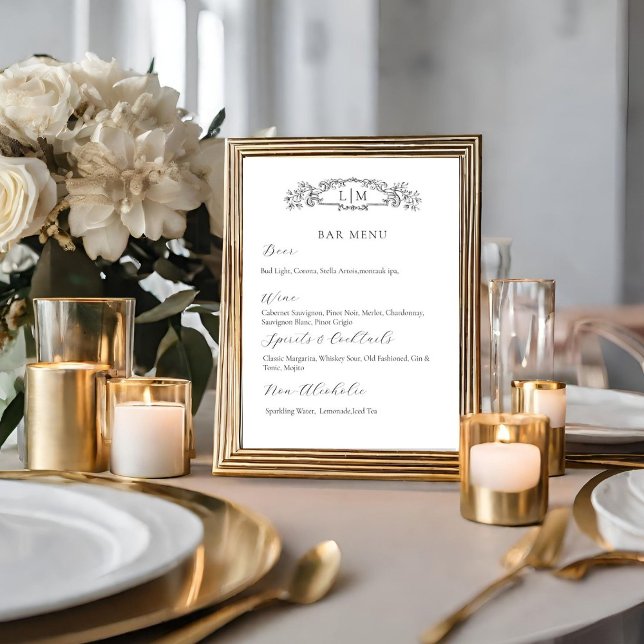  Chic Botanical crest Signature Drink wedding Sign (Creator Uploaded)