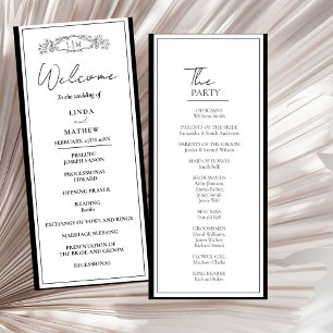 Chic Botanical crest Wedding Program Card