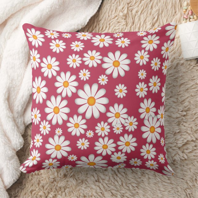 Chic Botanical Daisy Flower  Throw Pillow (Blanket)