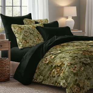 Chic Botanical Duvet Sage Green and Gold Style Cover
