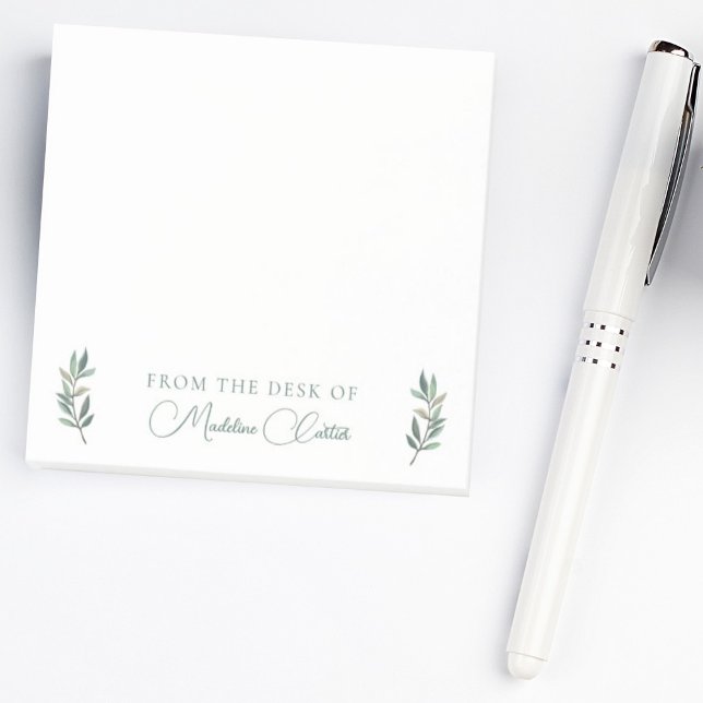 Chic Botanical Eucalyptus Leaf Green Monogram Post-it Notes (Creator Uploaded)