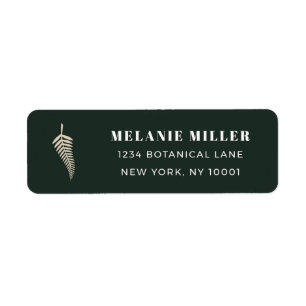 Chic Botanical Fern Custom Name Wedding Mailing Label