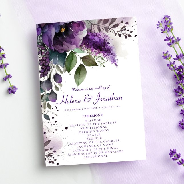 Chic Botanical Floral Modern Elegant Wedding Program (Chic Botanical Floral Modern Elegant Wedding Program)