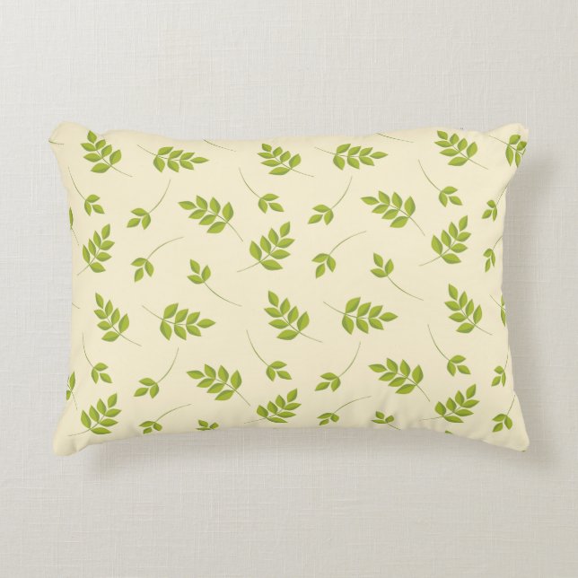 Chic Botanical Green Branches Leaves Seamless  Accent Pillow (Front)