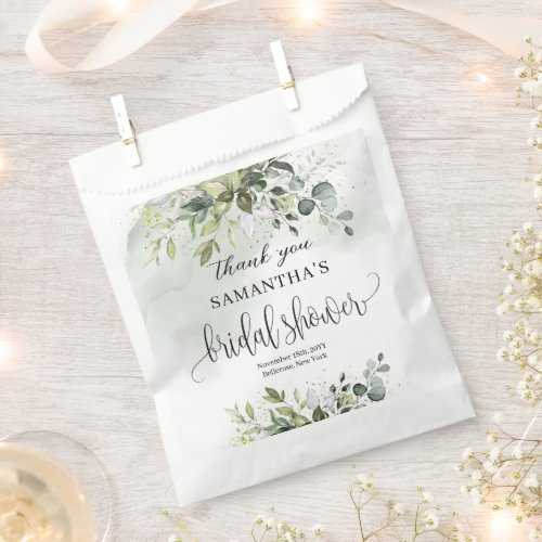 Chic botanical green eucalyptus gold Bridal Shower Favor Bag