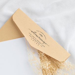 Chic Botanical Handwritten Wedding Return Address Rubber Stamp