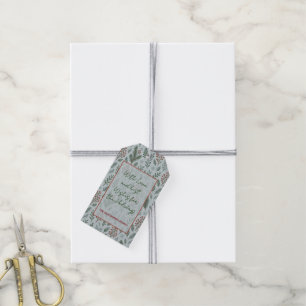 Chic Botanical Holly Berry Floral Pattern Gift Tags