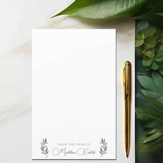 Chic Botanical Leaf Monogram Stationary Paper (Creator Uploaded)