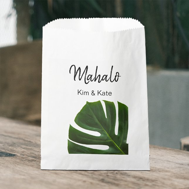 Chic Botanical Mahalo Tropical Philodendron Luau Favor Bag (Creator Uploaded)