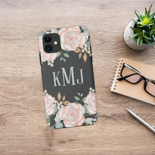 Chic Botanical Monogram Stylish Floral Greenery iPhone 11 Case