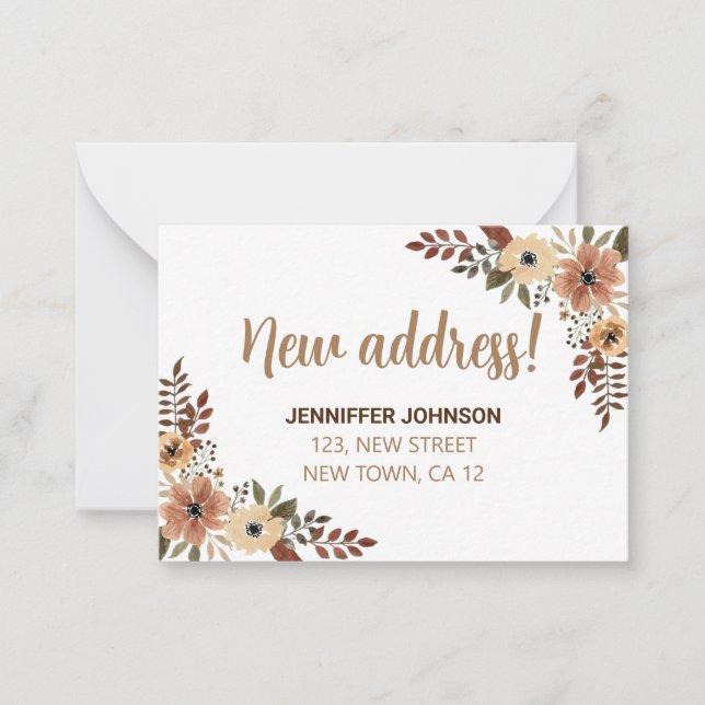 Chic Botanical New Address Announcement Card (Front)