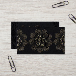 Chic Botanical Ornamental Gold and Premium Black Business Card