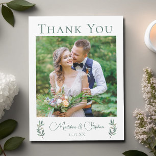 Chic Botanical Wedding Photo Thank You Magnet Card