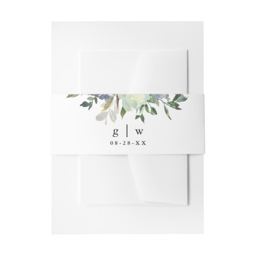 Chic Bouquet Monograms and Date Wedding Invitation Belly Band