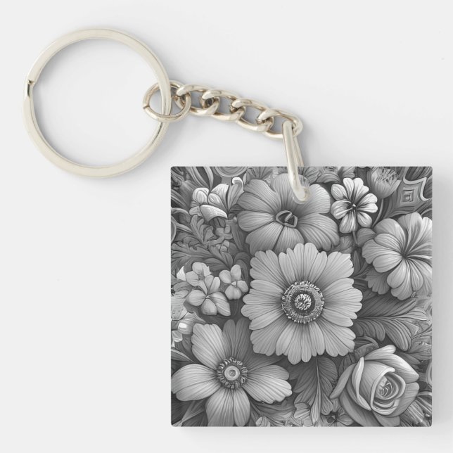 Chic Bouquet of Flowers Keychain (Front)