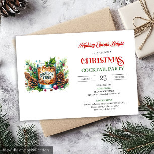 Chic bourbon printable holiday cocktails party invitation