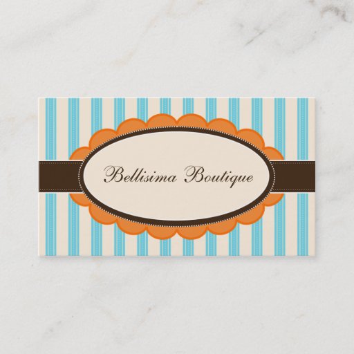 Customizable Chic Boutique Designer Business Cards: orange/blue