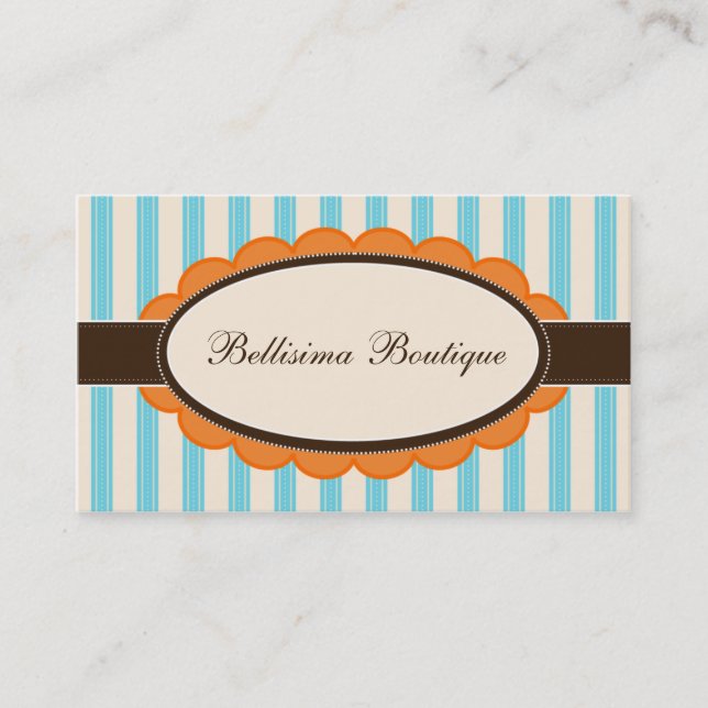 Chic Boutique Designer Business Cards: orange/blue Business Card (Front)