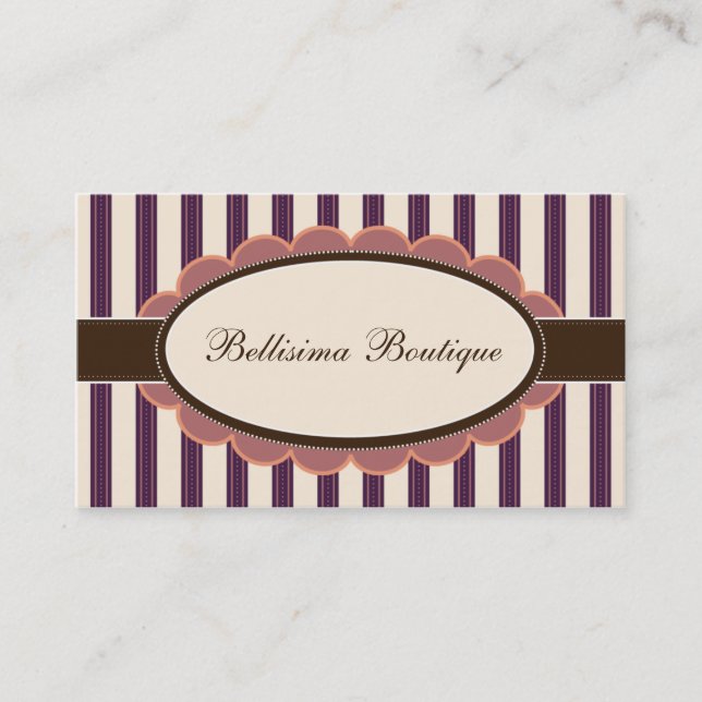 Chic Boutique Designer Business Cards: purple Business Card (Front)