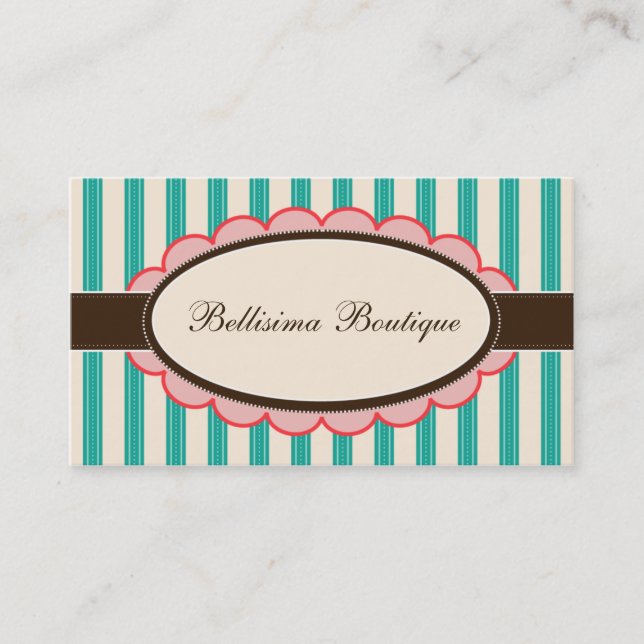 Chic Boutique Designer Business Cards: Teal Business Card (Front)