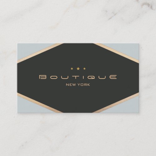Chic Boutique Diamond Emblem Black and Gold Business Card Template
