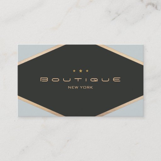 Customizable Chic Boutique Diamond Emblem Black and Gold Business Card Template