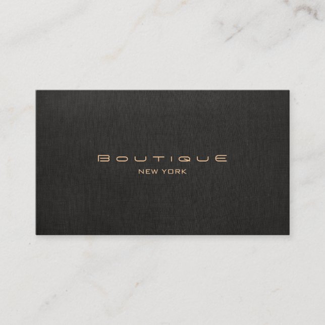 Chic Boutique Faux Black Linen Business Card (Front)