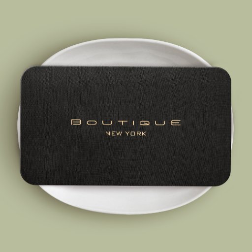 Customizable Chic Boutique Faux Black Linen Professional Unique Business Card Templates