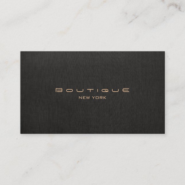 Chic Boutique Faux Black Linen Turquoise Backside Business Card (Front)