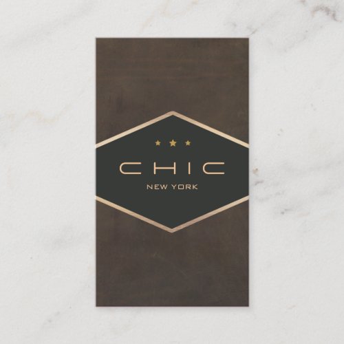Chic Boutique Faux Brown Suede Diamond Emblem Business Card Template
