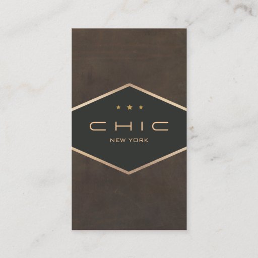 Customizable Chic Boutique Faux Brown Suede Diamond Emblem Business Card Template