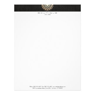 Chic Boutique Gold Circle Motif Faux Black Linen Letterhead