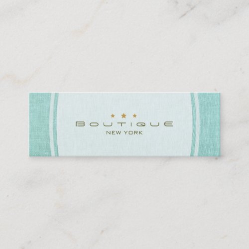 Chic Boutique Simple Turquoise Blue Linen Look Mini Business Card