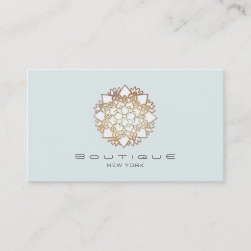 Customizable Chic Boutique White Lotus Flower Light Blue Business Card