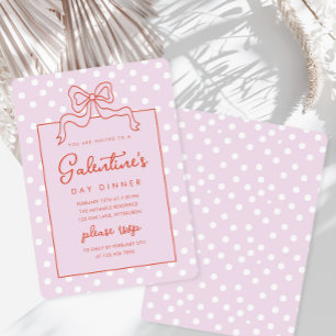 Chic Bow Polka Dot Galentine's Day Dinner Invitation