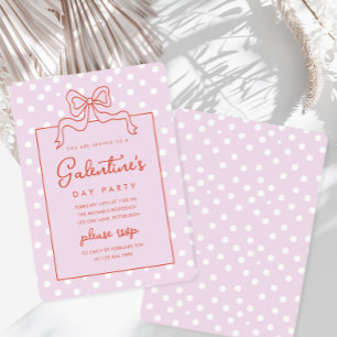 Chic Bow Polka Dot Galentine's Day Party Invitation