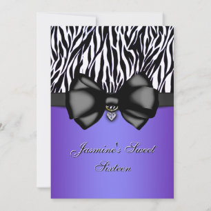 Chic Bowed Zebra Print 5 x 7 Invite [Purple]
