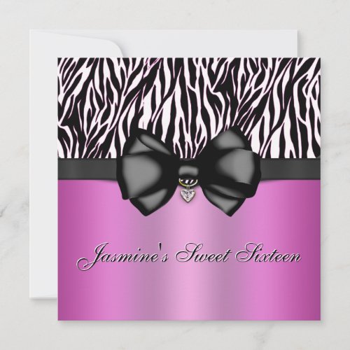 Chic Bowed Zebra Print Invite [Pink]