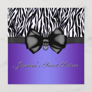 Chic Bowed Zebra Print Invite [Purple]