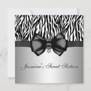 Chic Bowed Zebra Print Invite [Silver]