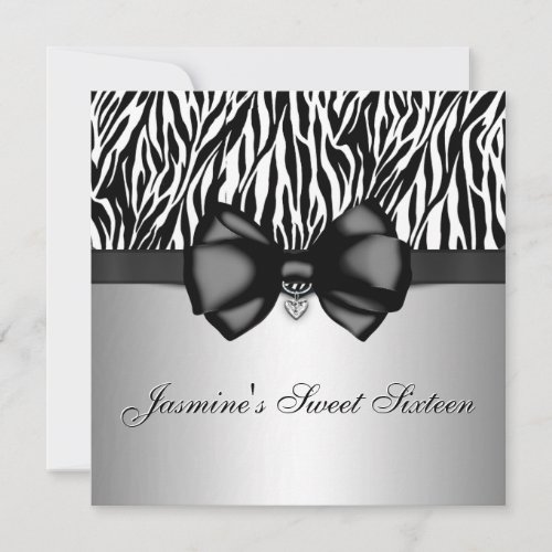 Chic Bowed Zebra Print Invite [Silver]