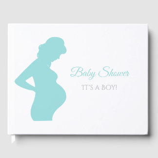 Chic Boy Baby Shower Pregnant Woman Baby Bump Guest Book