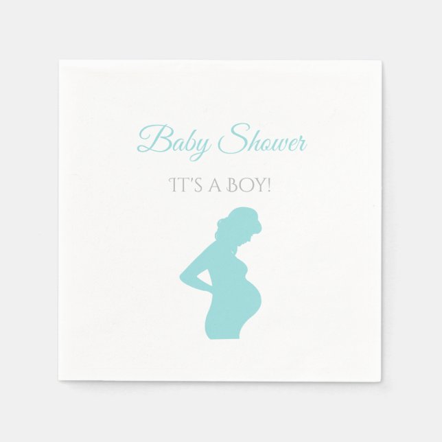 Chic Boy Baby Shower Pregnant Woman Baby Bump Napkins (Front)
