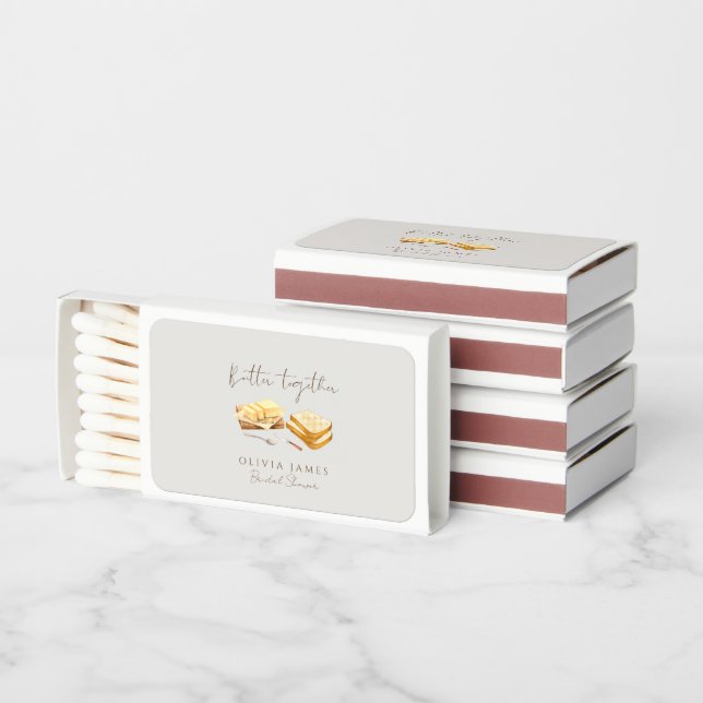 Chic Bread and Butter bridal shower Matchboxes (Stacked)