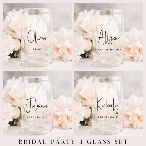 Chic Bridal Party Wedding Can Glass