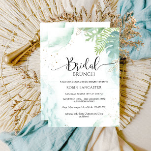  Chic Bridal Shower/Brunch Blue and Green Greenery Invitation