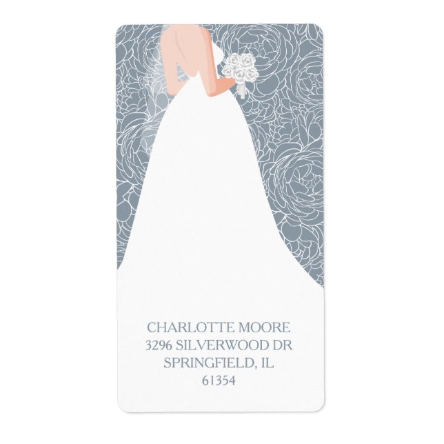 Chic Bridal Shower Dusty Blue Return Address Label (Front)