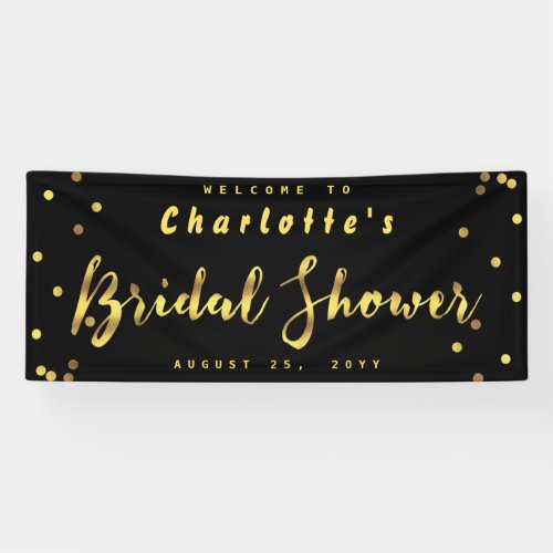 Chic Bridal Shower Faux Gold Confetti Black Banner