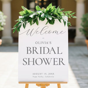 Chic Bridal Shower Gray White Welcome Wedding Sign